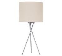 Tripod - Polished Chrome Lamp with Natural Linen Shade First Choice Lighting Silver One Size