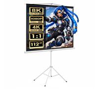 Tripod Projector Screen Roll-Up Screen Home Theater 112in 1:1 200x200 cm