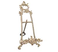 Tripod Stand For Pictures And Paintings -Brass Easels For Art Exhibition | Vintage Floral Scrolls Details Tiered Tripod For Friends, Enthusiasts, Room, Fireplace