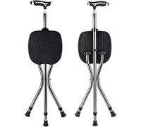 Tripod Stool Walking Stick Foldable Cane Get Up and Go Walking Stick Chair Combo for Elderly Men, Disabled and Convalescent People