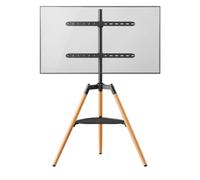 Tripod TV Stand For 32-65 Inch Screens, 140° Swivel, Beech Legs | Freestanding Television Mount With Cable Clips And Accessory Shelf For Tidy Living Rooms And Bedrooms