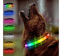 TRIPOLACO Light Up Dog Collar, Multicolor Led Dog Collar with 3 Glow Modes, Rechargeable Flashing Dog Collars for Night Walks, 1000 Ft Visibility, IPX7 Waterproof, Medium