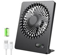 TriPole 2000mAh Rechargeable Desk Fan, Portable USB Fan Last Up to 6-16H, Smart LED Display, Ultra Quiet Small Table Fans, Head Adjustable for Office, Bedroom, Camping, Travel Cooling