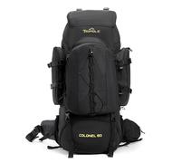 Tripole Colonel 80L Travel Backpack with Detachable 12L Daypack - Waterproof Hiking Rucksack for Women and Men for Camping & Trekking, Internal Frame, Rain Cover, Black
