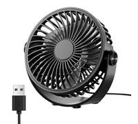 TriPole Desk Fan, Portable USB Fan Ultra Quiet, 3 Speed Powerful Table Fans with 360° Adjustable Head, Small Mini Fans for Office, Bedroom, Car, Kitchen, Outdoor (Black)