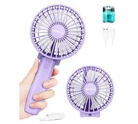 TriPole Handheld Fan Rechargeable Battery Operated Foldable USB Fan, Personal Pocket Fans, 3-Speed Mini Handheld Desk Fans, 180° Adjustable Portable Fan for Indoor, Camp, Sport, Shop, Purple
