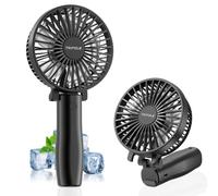 TriPole Handheld Fan Rechargeable, Foldable Battery USB Fan, Personal Pocket Fans, 3-Speed Mini Handheld Desk Fans, 180°Adjustable Portable Fan for Indoor, Camp, Sport, Shop-Black