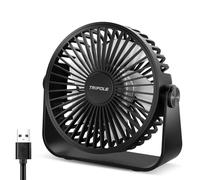 TriPole USB Desk Fan, 3 Speeds Adjustable Strong Wind Table Fan, 360° Head Rotatable 1.5 m Cable Personal Desktop Fans, 4.5 Inches Portable Mini Fan for Table Home Bedroom Office Indoor Outdoor, Black