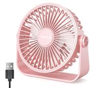 TriPole USB Desk Fan, 3 Speeds Adjustable Strong Wind Table Fan, 360° Head Rotatable Portable Mini Fan1.5 m Cable Personal Desktop Fans, 4.5 Inches for Table Home Bedroom Office Indoor Outdoor, Pink