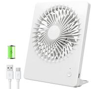 TriPole USB Desk Fan, Portable 2000mAh Battery Rehcargeable Table fan, Last 5-16H 3 Speeds Silent Mini Fans, 180° Adjustable Handheld Fan for Office, Bedroom, Home, Travel, Camping-(White)