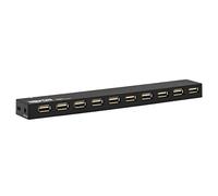 Tripp Lite 10-Port USB-A Hub - USB 2.0, Up to 480 Megabytes per Second, Plug-and-Play No Software, International Plug Adapters for North America, UK, EU, & Australia - 3-Year Warranty (U223-010-INT)