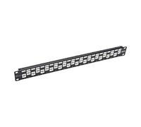 Tripp Lite 24-Port Cat6a Cat6 Cat5e Feed-Through Patch Panel Offset w/Cable Management Bar RJ45 Ethernet 1URM TAA (N254-024-6A-OF)