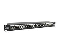 Tripp Lite 24-Port Cat6a Shielded Patch Panel, RJ45, 10 Gbps, STP, 110 Punch Down, 1U Rackmount Standard 19-inch, TAA Compliant, (N252-024-6A-SH)