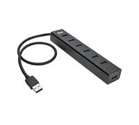 Tripp Lite 7-Port USB-A Mini Hub - USB 3.2 Gen 1, Up to 5 Gigabits per Second, Strong Aluminum Housing, International Plug Adapters for UK, EU, Australia - 1-Year Warranty (U360-007-AL-INT)
