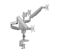 Tripp Lite DDR1730TAL Triple-Display Gas-Spring Flex-Arm Desktop Clamp and Grommet for 17” to 30” Flat-Screen Displays - USB and Audio Ports, Aluminum