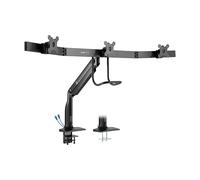 Tripp Lite DMPDT1732AM Safe-IT Precision-Placement Triple-Display Desk Clamp/Grommet with premium gas spring arm and Antimicrobial Tape for 17” to 32” Displays