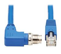 Tripp Lite M12 X-Code Cat6a 10G F/UTP CMR-LP Shielded Ethernet Cable (Right-Angle M12 M/RJ45 M), IP68, PoE, Blue, 3 m (9.8 ft.) (NM12-6A4-03M-BL)