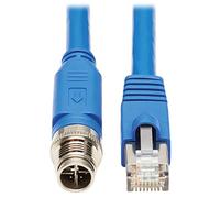 Tripp Lite M12 X-Code Cat6a Shielded Ethernet Cable, M12/RJ45 Cable, 10G F/UTP CMR-LP (M/M), IP68, 60W Power Over Ethernet, Blue, 16.4 Feet / 5 Meters, (NM12-6A2-05M-BL)