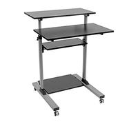 Tripp Lite Mobile Sit Stand Desk, Height Adjustable Small Rolling Laptop Cart Workstation Workspace, 4 Shelf Storage, Home Office & School, 5-Year Warranty (WWSSRC)