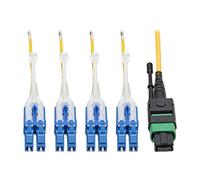 TRIPP LITE MTP/MPO (APC) to 8xLC (UPC) Singlemode SMF Fiber Breakout Cable QSFP+ 40/100Gb, QSFP+ 40GBASE-PLR4 Plenum 3M 10ft (N390-03M-8LC-AP),Yellow