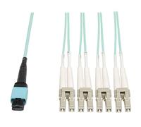 Tripp Lite MTP/MPO Fan-out Cable, MTP/MPO to 8xLC 40GbE, 40GBASE-SR4,OM3 Plenum-rated - Aqua, 2M (6-ft.)(N844-02M-8LC-P)