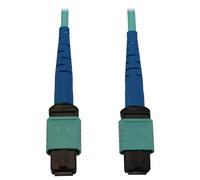 Tripp Lite Multimode Fiber Patch Cable, 50/125 OM3 MTP/MPO (F/F), 24 Fiber, 40/100/400GbE, LSZH Jacket, Aqua, 5 Meters / 16.4 Feet, Lifetime Limited Manufacturer's Warranty (N846B-05M-24-P)