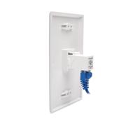 Tripp Lite N235-001-WH-6AD Cat6a Straight-Through Modular In-Line Snap-In Coupler with 90-Degree Down-Angled Port, White (RJ45 F/F)