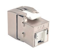 Tripp Lite N238-001-SH-TFA Toolless Shielded Cat6a Keystone Jack, PoE/PoE+ Compliant, Shuttered - Silver, TAA