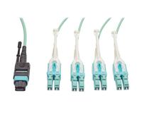 Tripp Lite N844-03M-8LC-PT MTP/MPO Fan-out Cable with Push/Pull Tab Connectors, MTP/MPO to 4xLC, 40GbE, 40GBASE-SR4,OM3 Plenum-rated - Aqua, 3M (9.84 ft.)