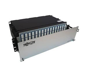 Tripp Lite Preloaded Fiber Panel, 9.8 feet / 3 Meter, 3U Rackmount, 64x12F MTP/MPO-APC 4xLC F/F OS2 Singlemode Fiber (N48S-64M8L4-03)