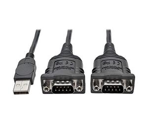 Tripp Lite U209-006-2 2 Port USB to DB9/RS 232 FTDI Serial Adapter Cable, COM Retention M/M 1.8 m