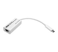 Tripp Lite U436-06N-GBW USB-C (Type-C) USB 3.1 Gen 1 To Gigabit Ethernet Nic Network Adapter, 10/100/1000 Mbps, Thunderbolt 3 Compatible, White
