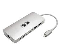 Tripp Lite U442-DOCK11-S USB-C (Type-C) Docking Station, with HDMI, PD Charging, SD/Micro SD, GbE, USB-A Hub, USB 3.1 Gen 1, Thunderbolt 3 Compatible, 4K x 2K @ 30 Hz, Silver