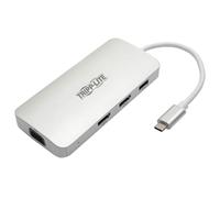 Tripp Lite U442-DOCK12-S USB-C (Type-C) Docking Station, (x2) HDMI + VGA, PD Charging, USB-A, USB 3.1 Gen 1, Thunderbolt 3 Compatible, 1080p @ 60 Hz, Silver