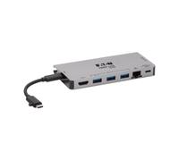 Tripp Lite U442-DOCK5D-GY USB-C Dock - 4K HDMI, USB 3.x (5Gbps), USB-A/C Hub Ports, GbE, Memory Card, 100W PD Charging, Detachable Cord