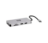 Tripp Lite U442-DOCK8G-GG USB-C Dock, Dual Display - 4K 60 Hz HDMI, USB 3.x (5Gbps) Hub Ports, GbE, Memory Card, 100W PD Charging, Gray