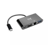 Tripp Lite U444-06N-H4GUBC USB-C Multiport Adapter - 4K HDMI, USB 3.x (5Gbps) Hub Port, GbE, 60W PD Charging, HDCP, Black