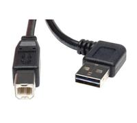 Tripp Lite Universal Reversible USB 2.0 Hi-Speed Cable (Right / Left Angle Reversible A to B M/M), 3-ft. - USB cables (3-ft., USB A, USB B, Male/Male, Angled, Straight, Gold)