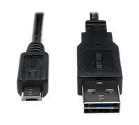 Tripp Lite USB 2.0 Reversible Charging Sync Cable 24AWG A to Micro B 1-Feet (UR050-001-24G),Black