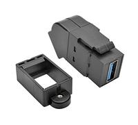 Tripp Lite USB 3.0 Keystone Panel Mount Coupler (F/F), Angled, All-in-One, Black (U325-000-KPA-BK)
