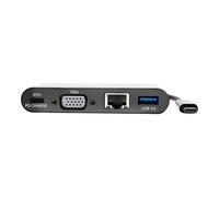Tripp Lite USB-C Multiport Adapter, VGA, USB-A Port, Gbe and PD Charging, Black (U444-06N-VGUB-C)