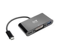 Tripp Lite USB-C to DVI Adapter USB Hub & PD Charging USB Type C to DVI, Black, 15.24 cm (U444-06N-DUB-C)