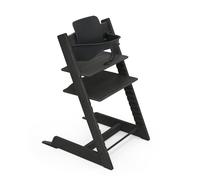 Tripp Trapp High Chair from Stokke - Oak Black Chair with Black Baby Set - Adjustable, Convertible Chair for Children & Adults - Ergonomic & Classic Design.