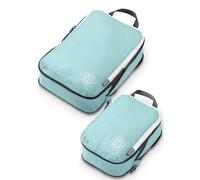 TRIPPED Travel Gear Compression Packing Cubes for Travel- Packing Cubes and Travel Organizers, Dusty Teal and White, 2Piece