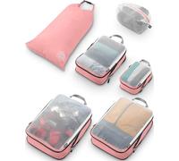 TRIPPED Travel Gear Packing Organizers Large Clear Mesh Travel Organizers Compression Dusty Pink