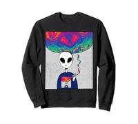 Trippy Alien Smoking and Exhaling Colorful Fluid Sweatshirt