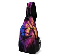 Trippy Animal King Cool Lion Art Unisex Crossbody Bags Small Daypack Lightweight Shoulder Backpack For Camping Travel Business