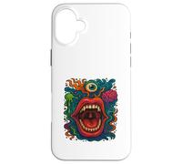 trippy art surreal face crazy mouth alternative fashion Case for iPhone 16 Plus