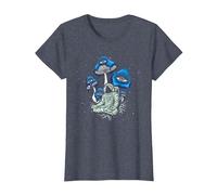 Trippy Astronaut Psilocybin Hallucinogen Cosmonaut Drug T-Shirt, Women, Heather Blue, 3X-Large
