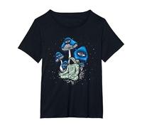 Trippy Astronaut Psilocybin Hallucinogen Cosmonaut Drug T-Shirt, Women's Plus, Black, 6X
